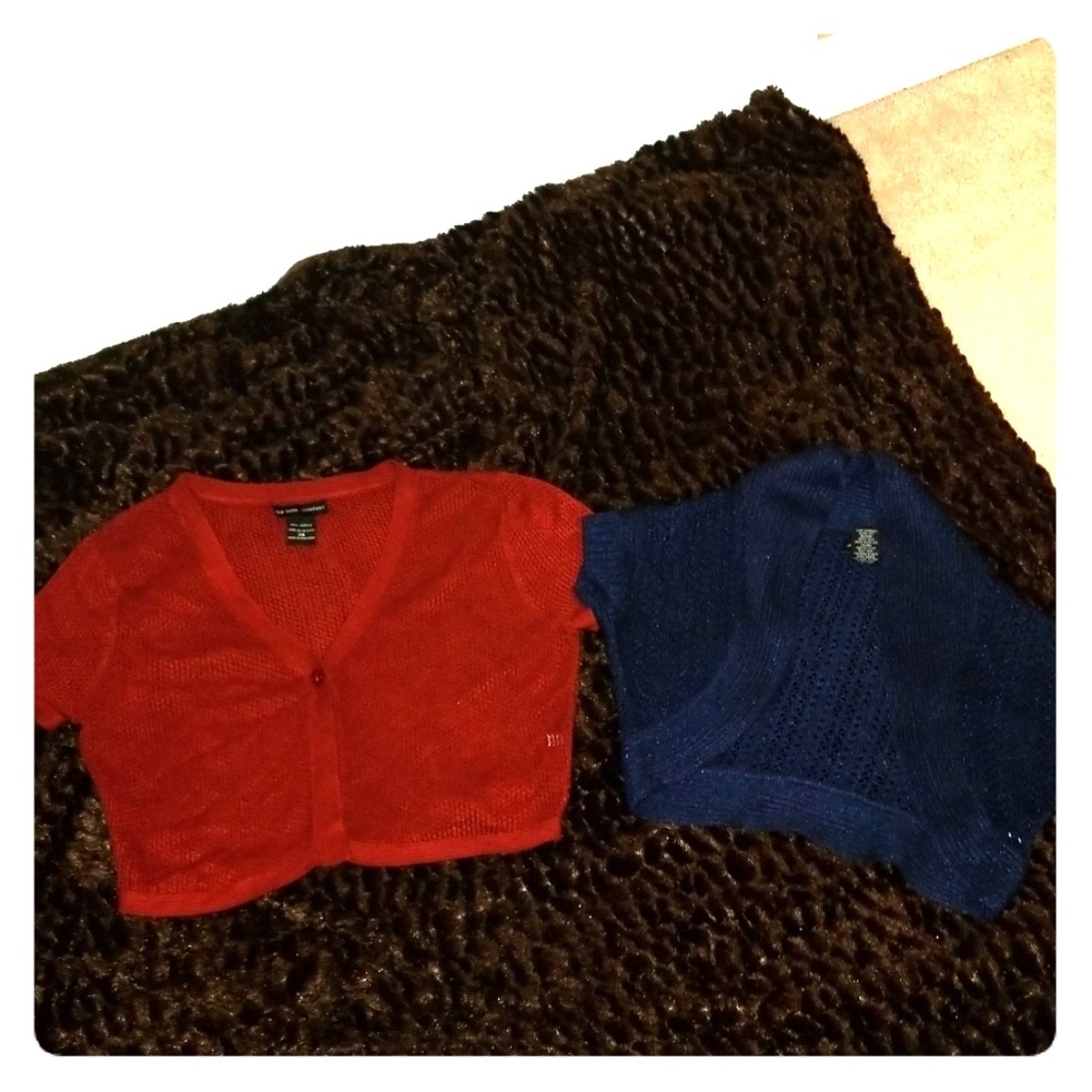 NY & Company red and blue crop sweaters